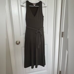 H&M Olive Sleeveless V-Neck Dress